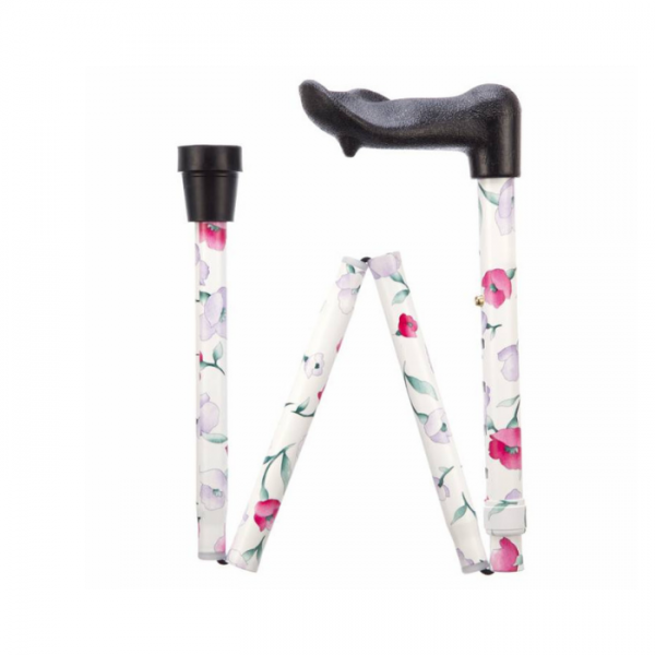 Pink Flower Arthritis Grip Walking Stick-right-hand