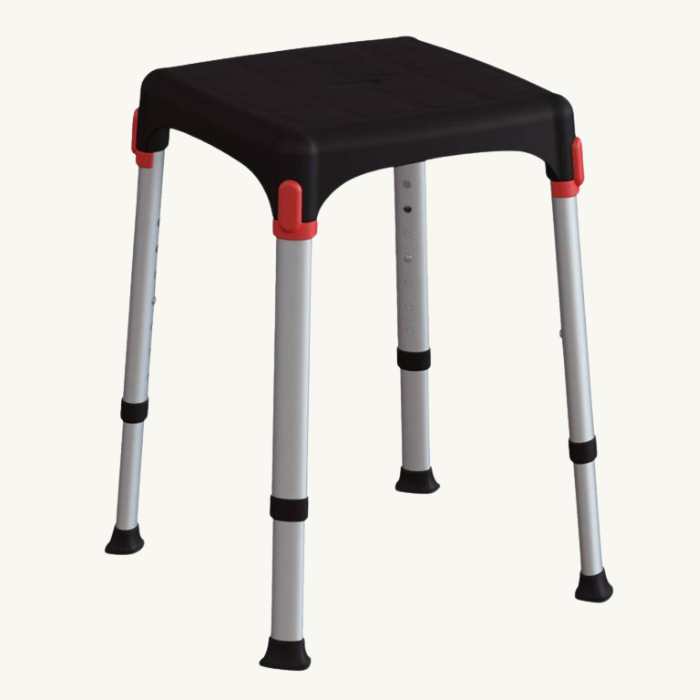 atlantis square shower stool height adjustable black seat