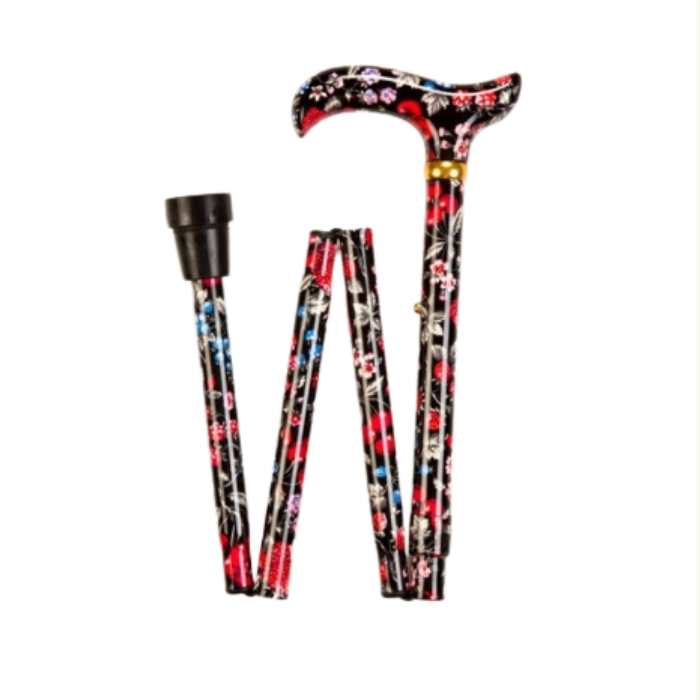 Adjustable folding walking stick in summer fruits