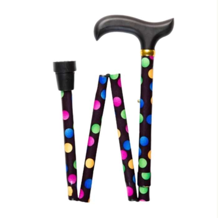 folding adjustable walking stick smartie design with derby handle