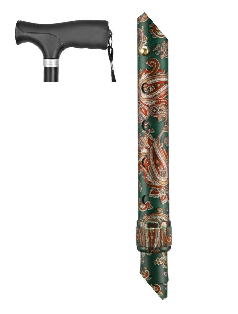 Walk on folding walking stick paisley design