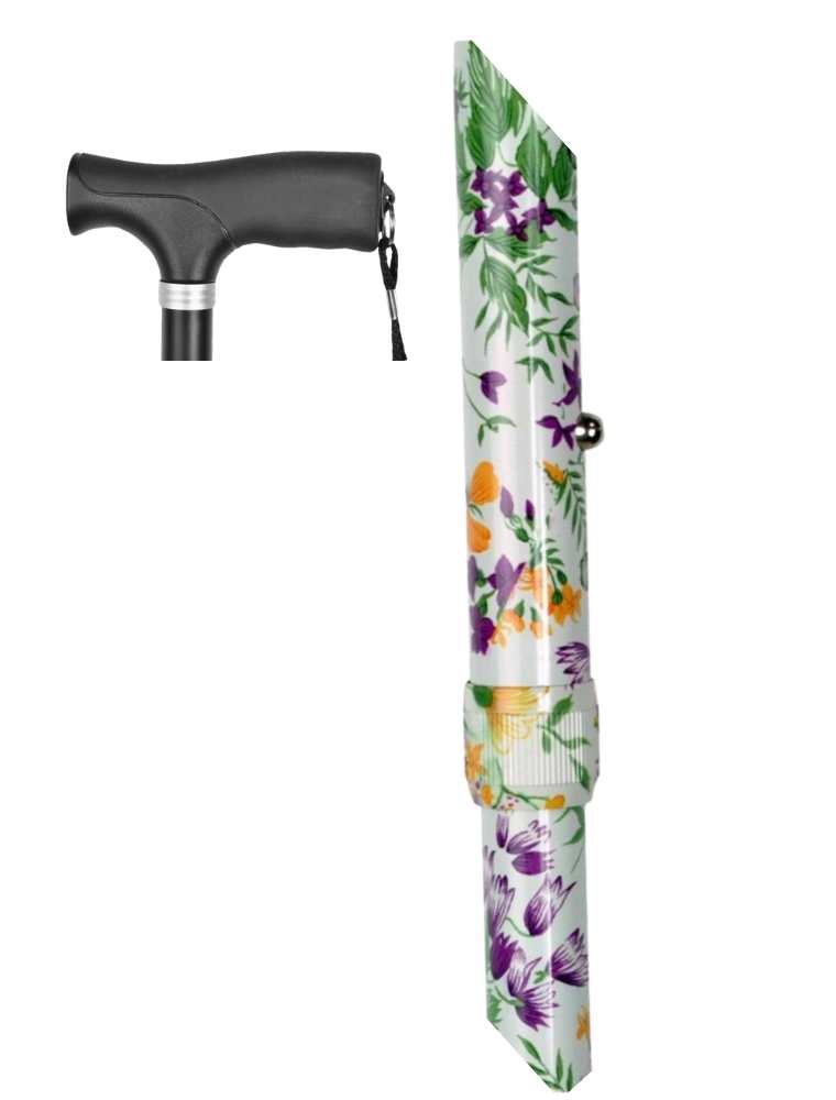 Walk on walking stick folding wild flowers