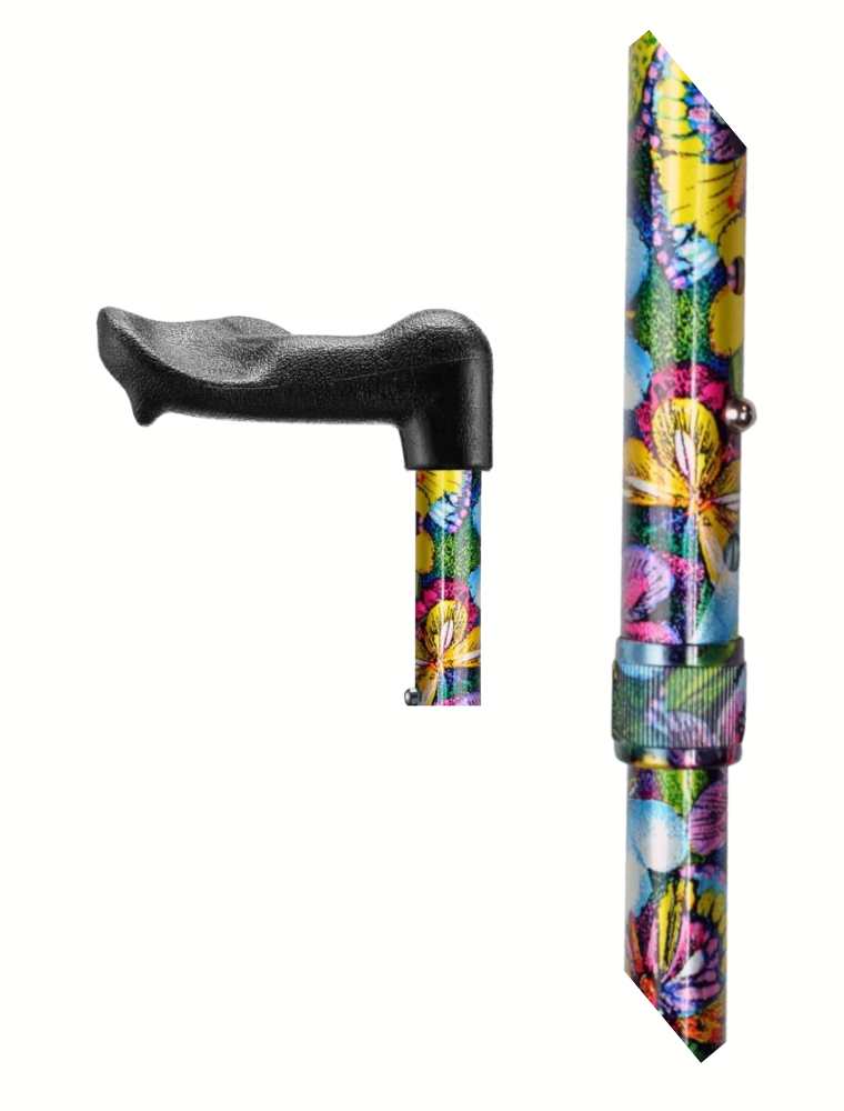 Walk On Arthritis Grip Folding Walking Stick Butterly Design
