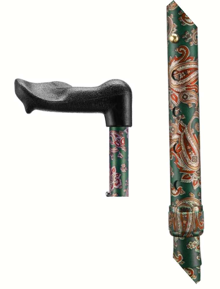Walk on arthritis grip folding walking stick - paisley design
