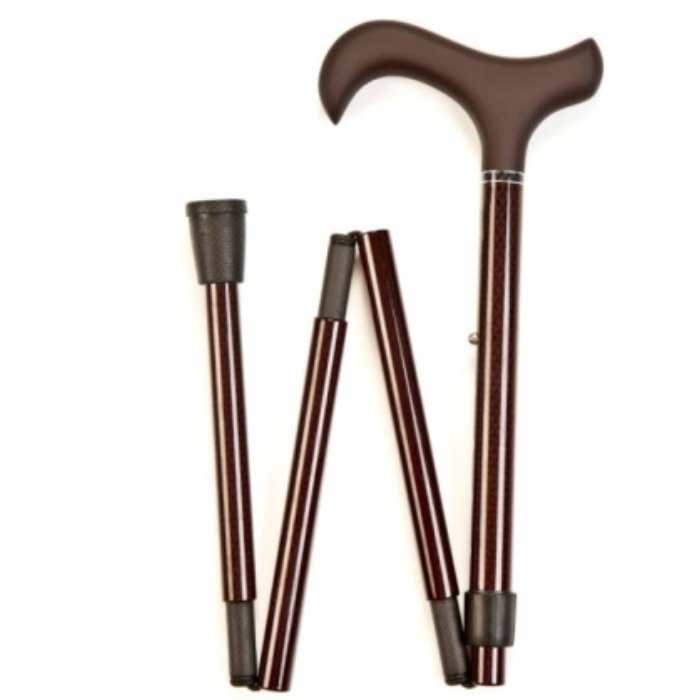 Carbon Fibre Folding Adjustable Walking Stick with Claret Diamond Pattern