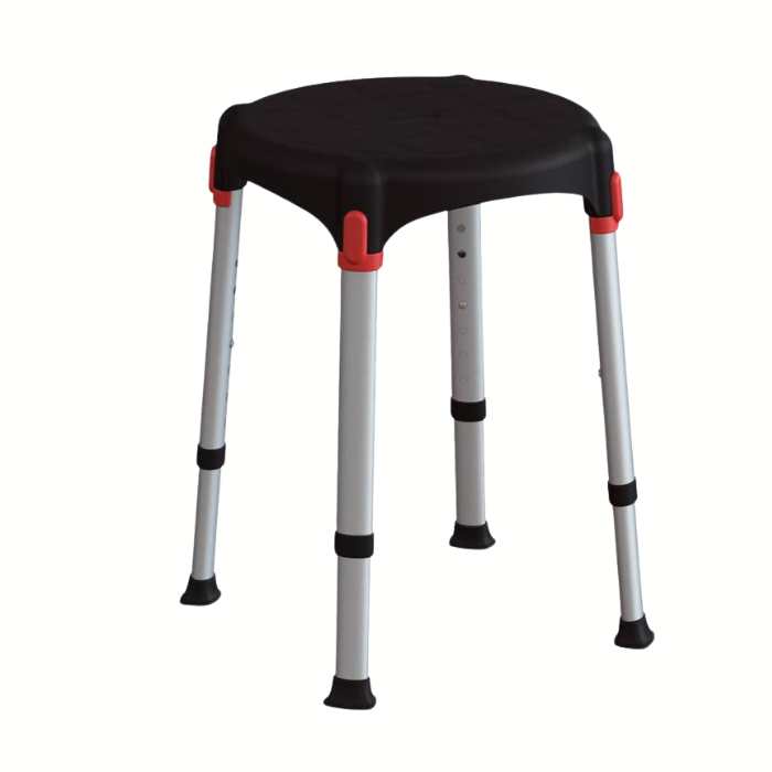Atlantis round shower stool adjustable height black